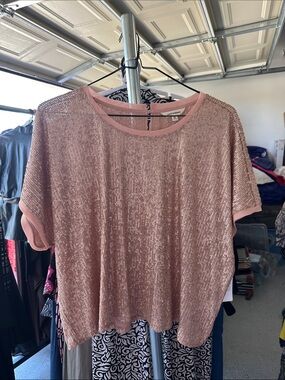 Lucky Brand Pink Shimmery Short Sleeve Tee NWT
